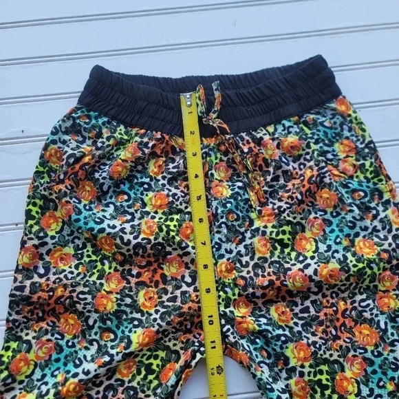 Real Love Girls Floral Lightweight Jogger Pull On Pants Orange Green Sz 14/16 - Picture 6 of 9